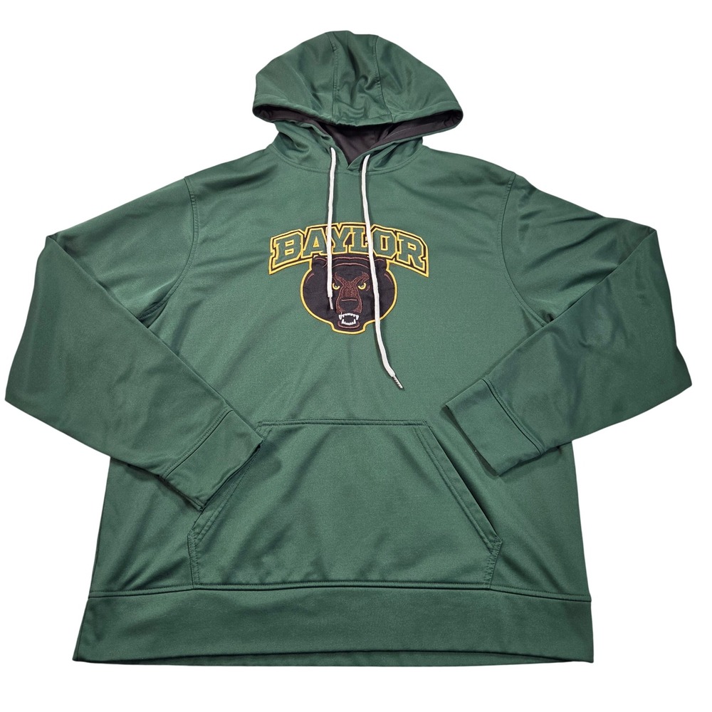 Baylor Bears Hoodie Mens XL Green Embroidered Mascot Pullover Cover One Apparel